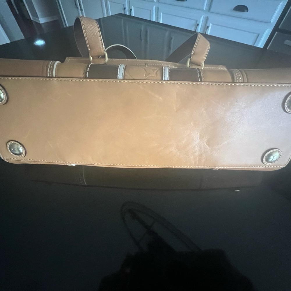 Coach Tan and Dark Brown Leather Satchel - Picture 4 of 6